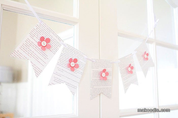 DIY Book Page Bunting, Banner with Book Pages
